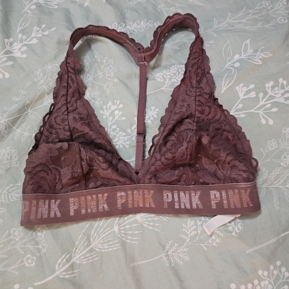 PINK Victoria's Secret Mauve Lace Halter Bralette - Picture 7 of 14
